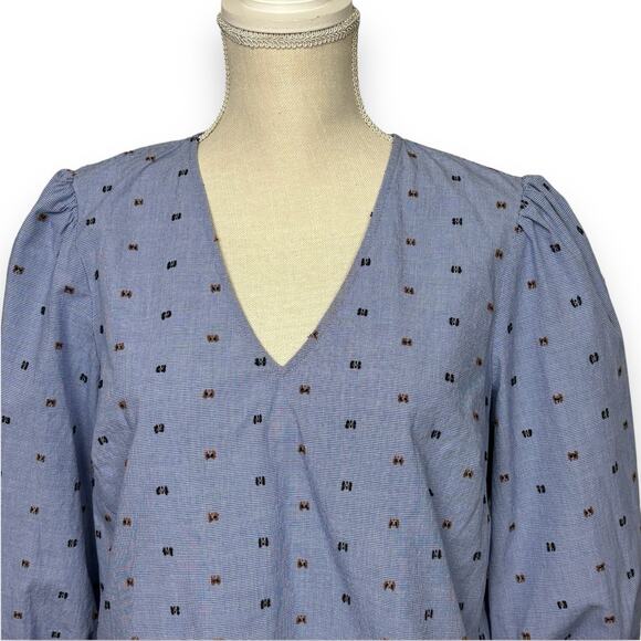 Cremieux Blue V-Neck Blouse Size Small - Picture 1 of 4